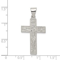 Sterling Silver Polished & Textured Crucifix Pendant view 3