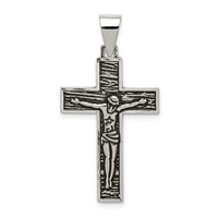 Sterling Silver Antiqued & Textured Crucifix Pendant view 1