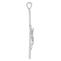 Sterling Silver Polished Beaded Filigree Crucifix Pendant view 2