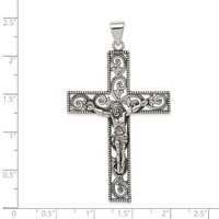 Sterling Silver Antiqued Beaded Filigree Crucifix Pendant view 3