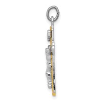 Sterling Silver Platinum-plated & Gold-tone Inri Crucifix Cross Pendant view 2