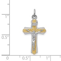 Sterling Silver Platinum-plated & Gold-tone Inri Crucifix Cross Pendant view 4