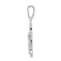 Sterling Silver Polished Textured Crucifix Pendant view 2
