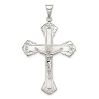 Sterling Silver Polished Crucifix Pendant view 1