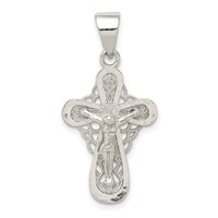 Sterling Silver Polished Small Crucifix Pendant view 1