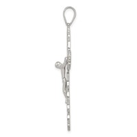 Sterling Silver Polished Filigree Cross Crucifix Pendant view 2