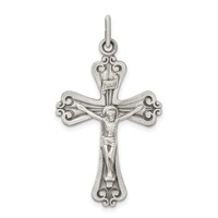 Sterling Silver Antiqued and Brushed Inri Crucifix Pendant view 1