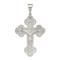 Sterling Silver Polished Crucifix Pendant view 1