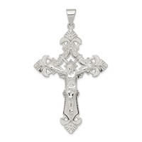 Sterling Silver Polished Crucifix Pendant view 1