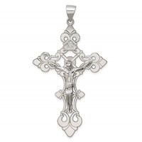 Sterling Silver Polished Large Inri Crucifix Pendant view 1