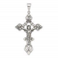Sterling Silver Antiqued Large Inri Crucifix Pendant view 1