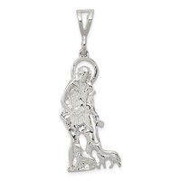 Sterling Silver Polished & Textured St. Lazarus Pendant view 1