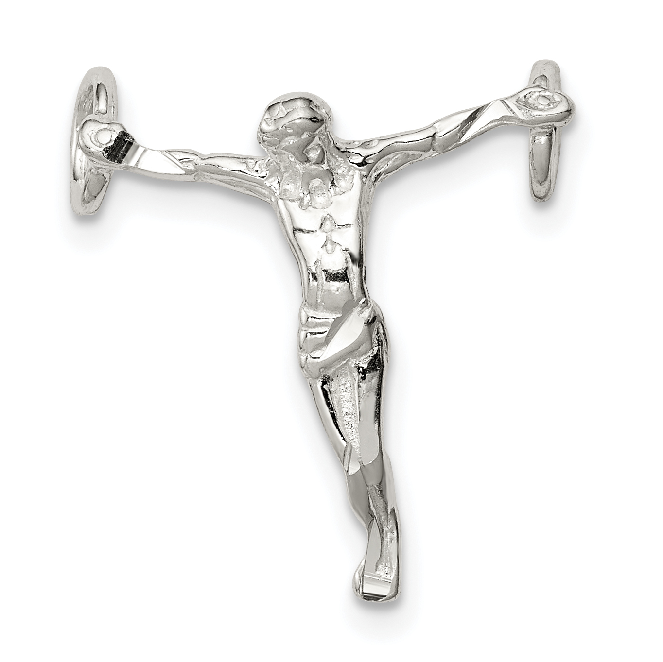 Sterling Silver Polished Mini Jesus Cross Chain Slide (QC8347)