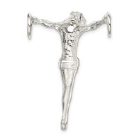 Sterling Silver Polished Jesus Cross Chain Slide Pendant view 4