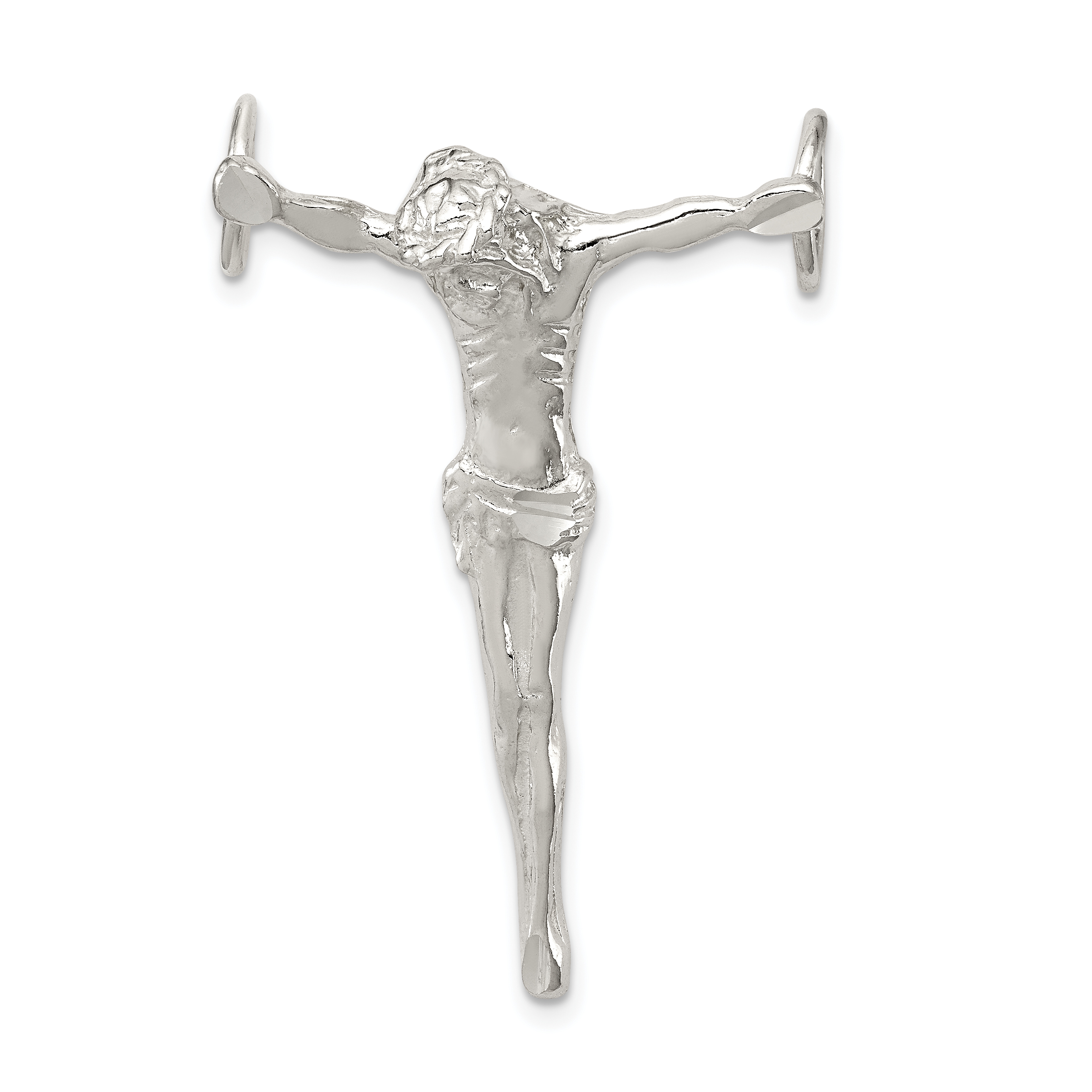 Sterling Silver Polished Jesus Cross Chain Slide Pendant (QC8348)