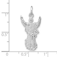 Sterling Silver Polished & Textured Jesus Pendant view 3
