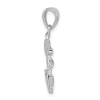 Sterling Silver Rhodium-plated CZ Anchor Pendant view 2