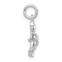Sterling Silver Polished Crystal Mariner Cross Pendant view 2