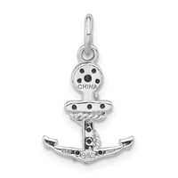 Sterling Silver Polished Crystal Mariner Cross Pendant view 4