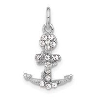Sterling Silver Polished Crystal Mariner Cross Pendant view 1