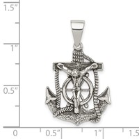 Sterling Silver Antiqued Mini Mariner Inri Crucifix Pendant view 3