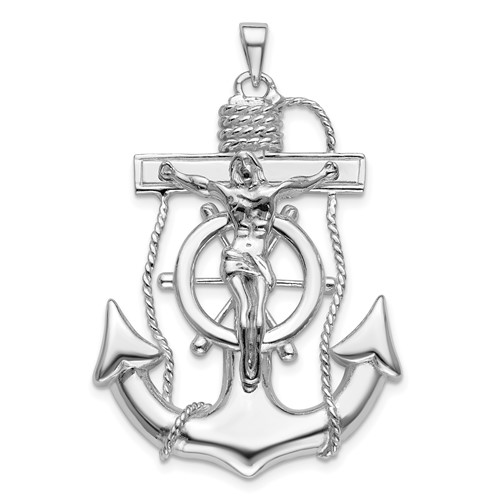 Sterling Silver Polished Mariner Crucifix Pendant