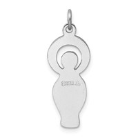 Sterling Silver Platinum-plated Polished & Satin CZ Miraculous Medal Pendan view 3