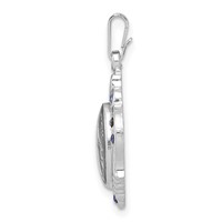 Sterling Silver Platinum-plated Polished Miraculous Blue CZ Pendant view 2