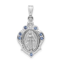 Sterling Silver Platinum-plated Polished Miraculous Blue CZ Pendant view 1