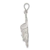Sterling Silver Polished & Textured Jesus Head Pendant view 2