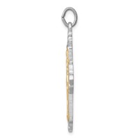 Sterling Silver Platinum-plated & Gold-tone 4-Way Medal Cross Pendant view 2