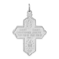 Sterling Silver Platinum-plated & Gold-tone 4-Way Medal Cross Pendant view 4