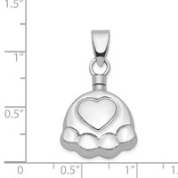 Sterling Silver Rhodium-plated Polished Paw Pendant with Heart Screw Top Ash Holder view 4
