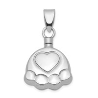 Sterling Silver Rhodium-plated Polished Paw Pendant with Heart Screw Top Ash Holder view 1