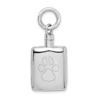 Sterling Silver Rhodium-plated Polished Rectangular Screw Top Ash Holder Pendant view 5