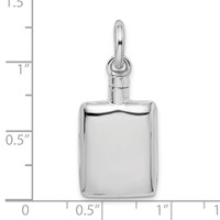 Sterling Silver Rhodium-plated Polished Rectangular Screw Top Ash Holder Pendant view 4