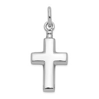 Sterling Silver Rhodium-plated Polished Cross Screw Top Ash Holder Pendant view 3