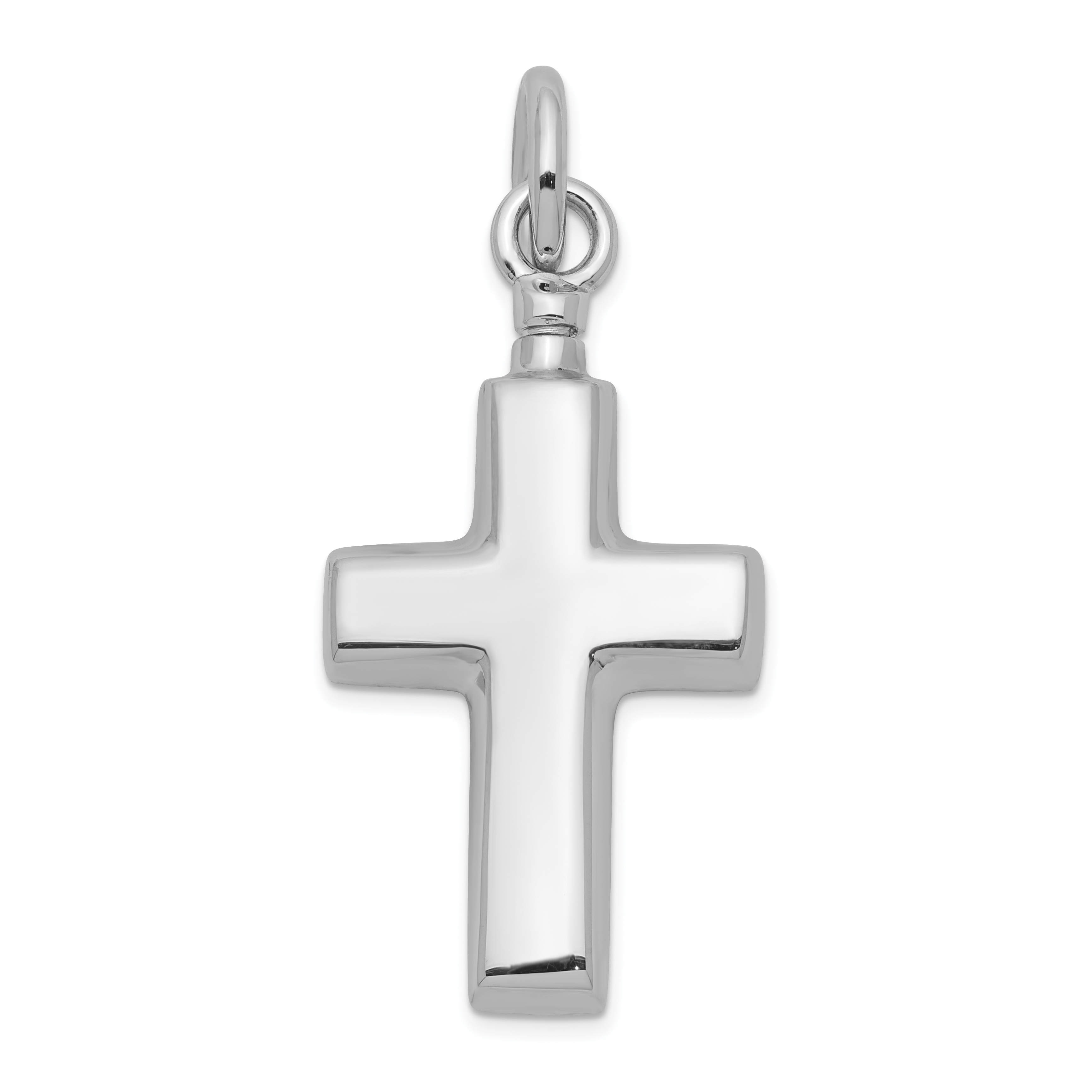 Sterling Silver Rhodium-plated Polished Cross Ash Holder Pendant (QC8399)