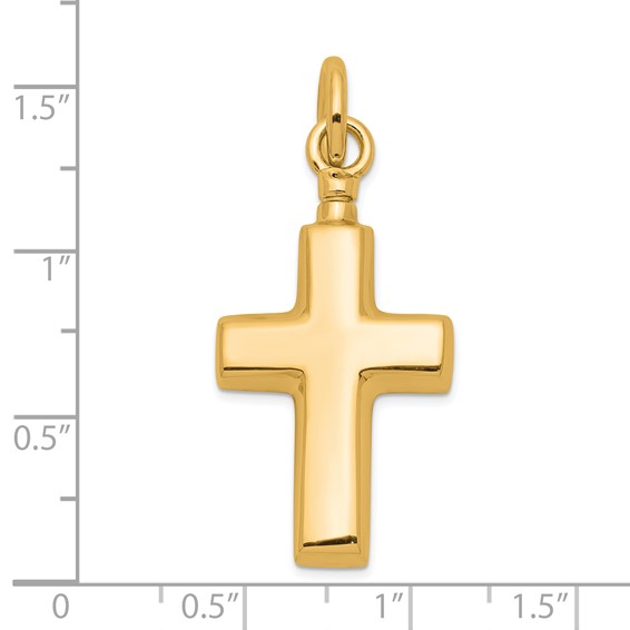 Sterling Silver Gold-tone Polished Cross Ash Holder Pendant