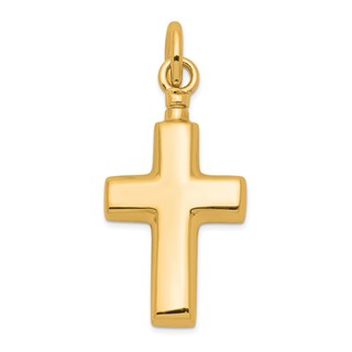 Sterling Silver Gold-tone Polished Cross Ash Holder Pendant
