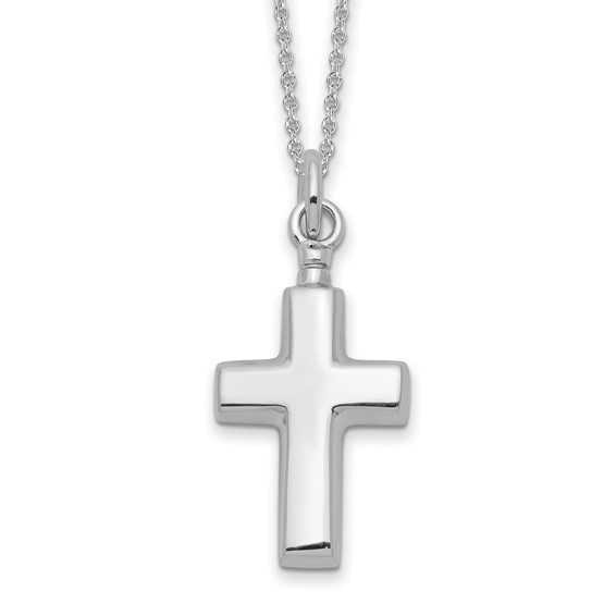 Sterling Silver Rh-p Cross Ash Holder Necklace