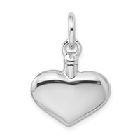 Sterling Silver Rhodium-plated Polished Puffy Heart Screw Top Ash Holder Pendant view 3