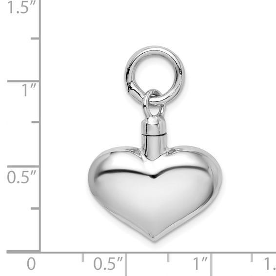 Sterling Silver Puffy Heart Ash Holder Pendant