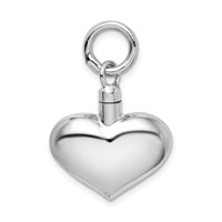Sterling Silver Rhodium-plated Polished Puffy Heart Screw Top Ash Holder Pendant view 1