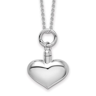 Sterling Silver Rhodium-plated Puffy Heart Ash Holder Necklace