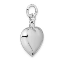Sterling Silver Rhodium-plated Polished Heart Screw Top Ash Holder Pendant view 5