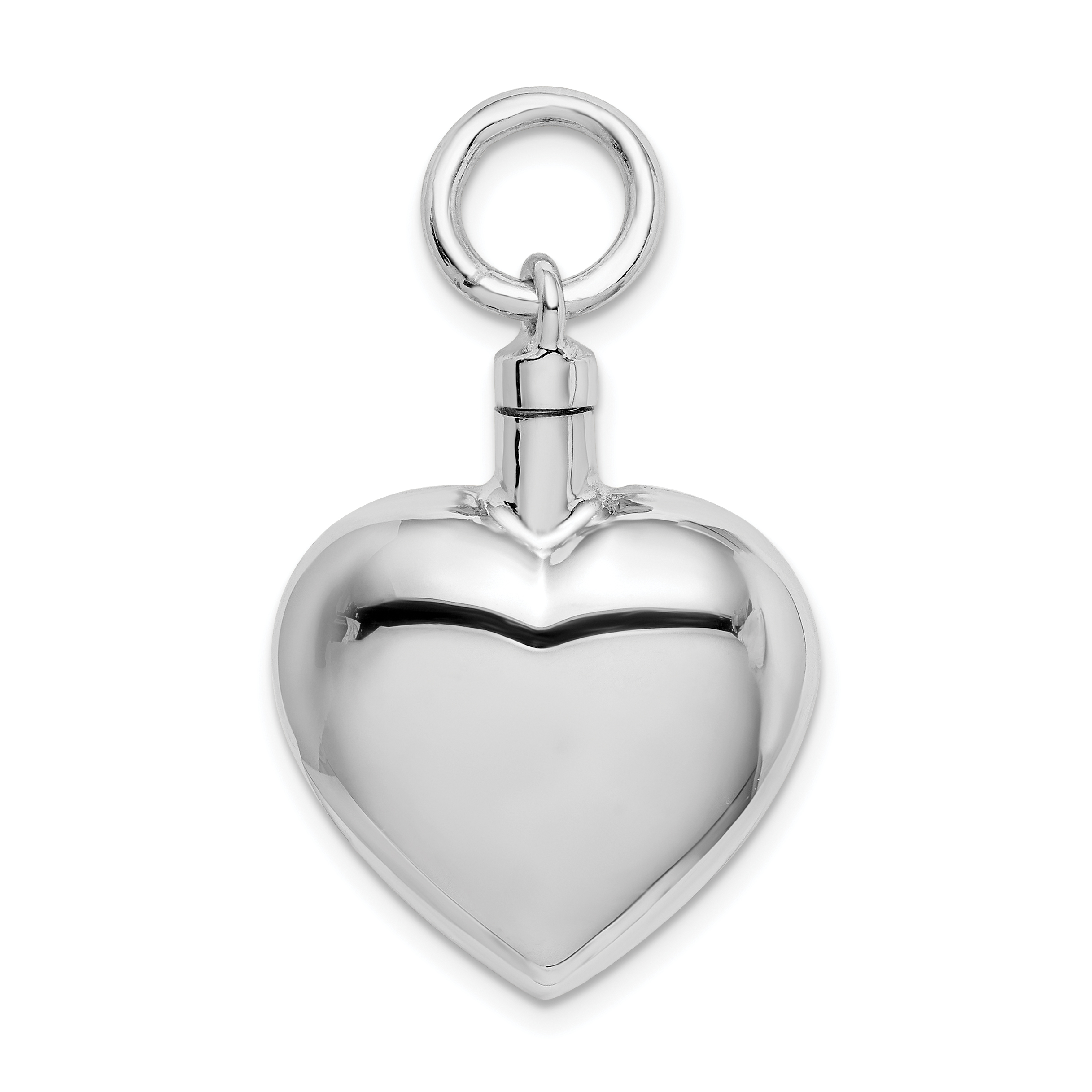 Sterling Silver Rhodium-plated Polished Heart Ash Holder Pendant (QC8401)