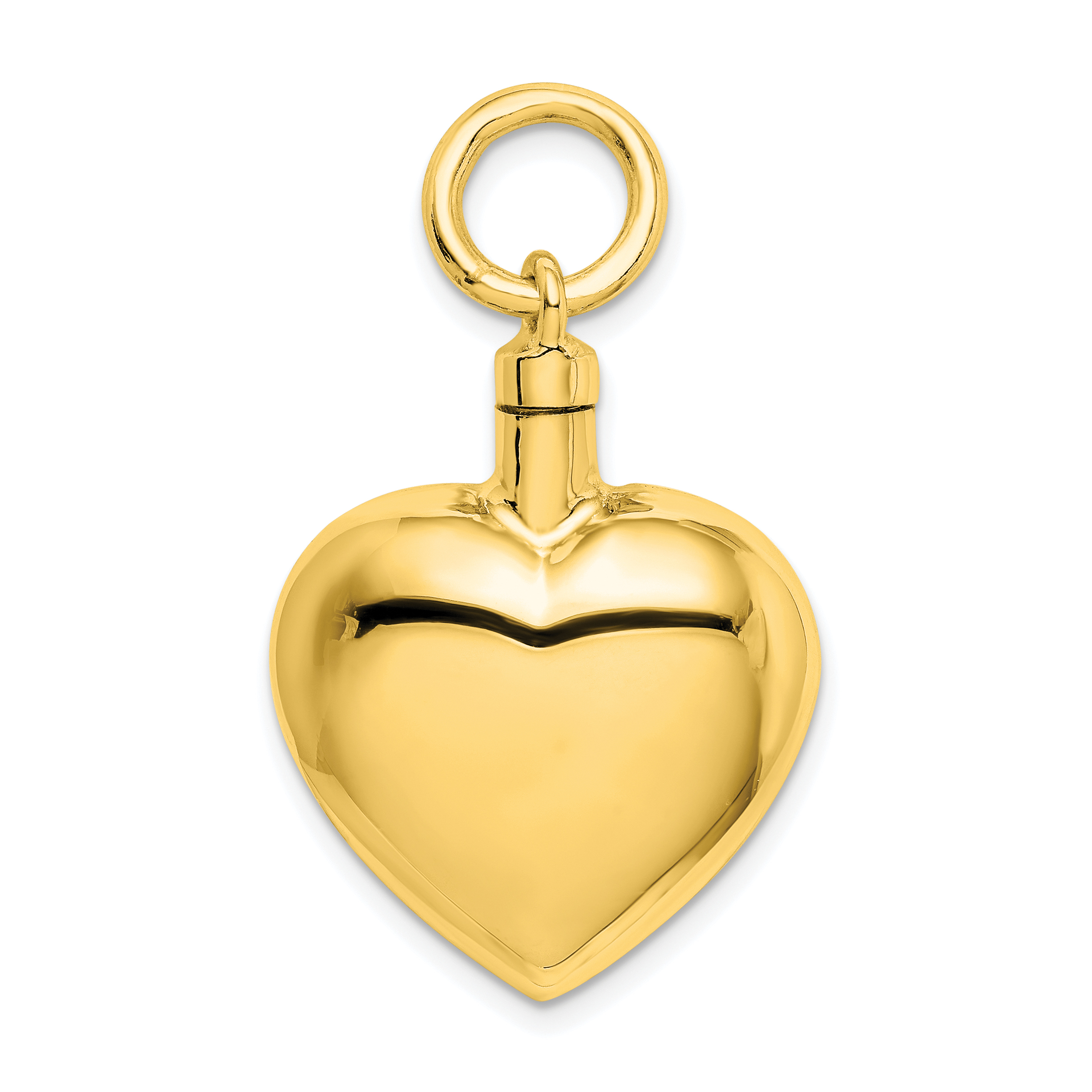 Sterling Silver Gold-tone Polished Heart Ash Holder Pendant (QC8401GP)