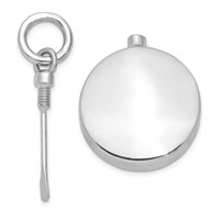 Sterling Silver Rhodium-plated Polished Round Screw Top Ash Holder Pendant view 2