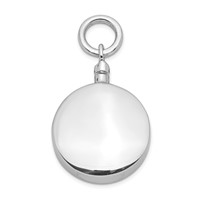 Sterling Silver Rhodium-plated Polished Round Screw Top Ash Holder Pendant view 3